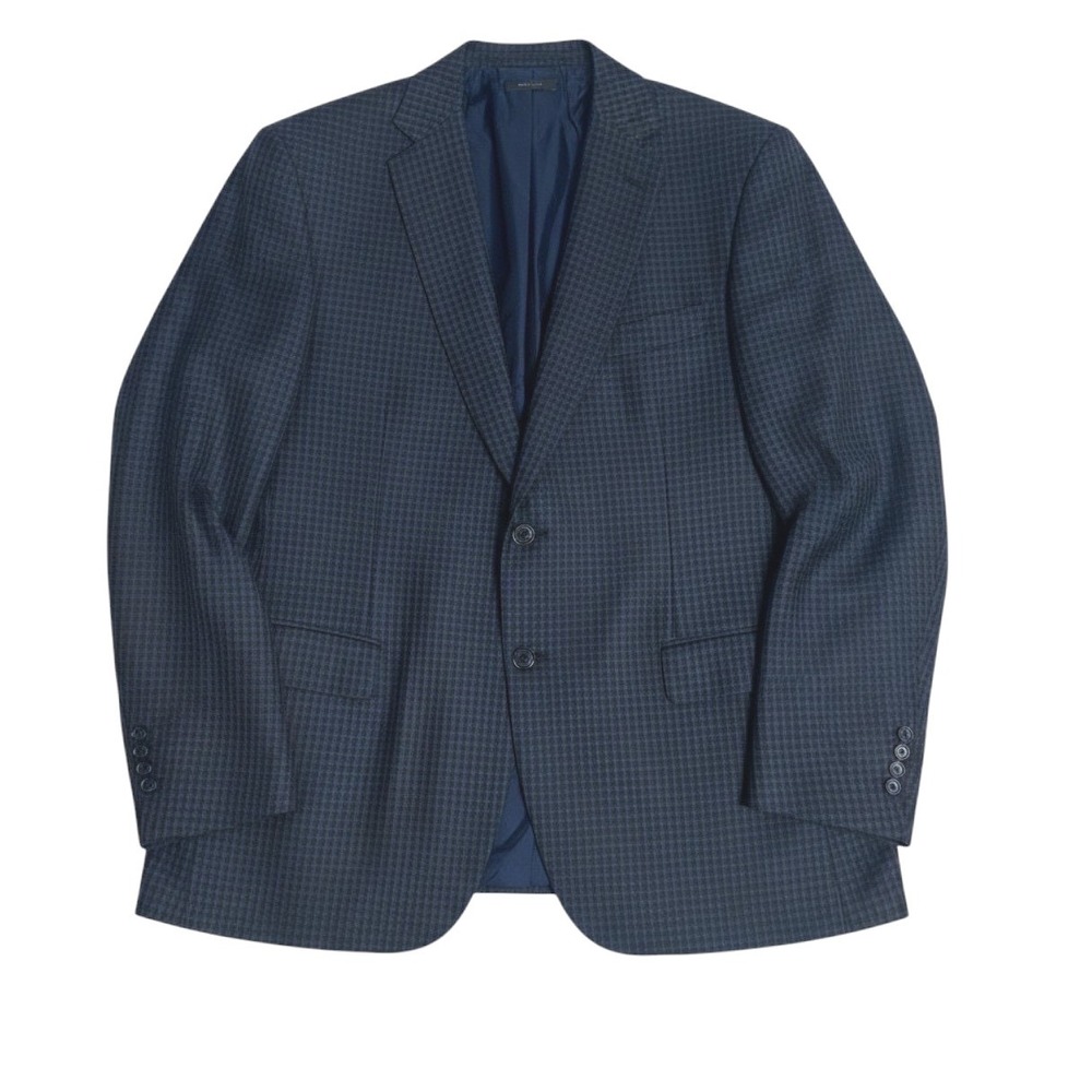 Brioni NM Colosse Navy Blue Wool Cashmere Micro Check Blazer Sport Coat Mens 44R